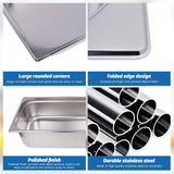 Clivia 1/1 Size Stainless Steel Food Pans,6"Deep Food Containers- Pack of 6