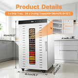 Hakka Stainless Steel Food Dehydrator 24 Layers Fruit Vegetable Dryer Machine, 2000W