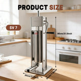 Hakka 7L/15lb Manual Sausage Stuffer, 2-Speed Stainless Steel Vertical Meat Filler with 4 Nozzles