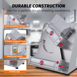 Hakka Electric Dough Sheeter Machine 370W Max 12" Pizza Dough Roller Sheeter, Automatic Commercial Pizza Dough Press Machine, Noodle Bread Pasta Maker