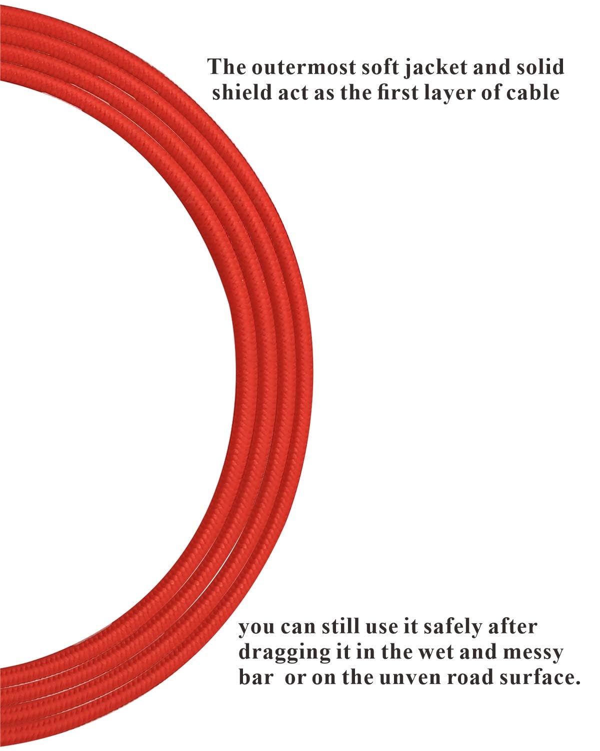 10Feet Professional Guitar Instrument Cable with a red Tweed Coat Angle 1/4 Inch TS to Straight 1/4 Inch TS