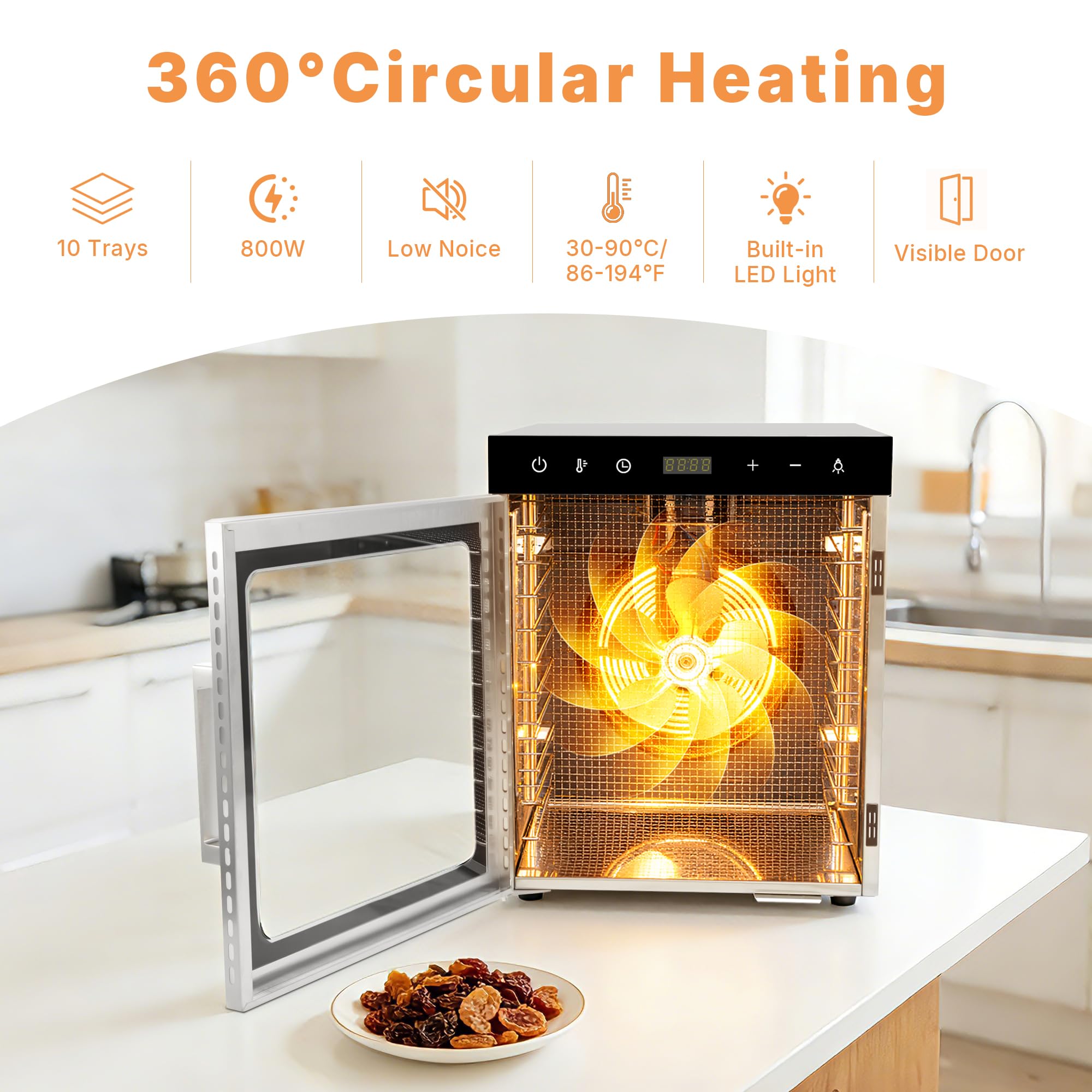 Hakka Food Dehydrator 10 Tray for Meat Fruit Jerky Dryer Blower