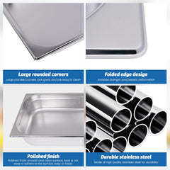 Clivia Hotel Pans Full Size 4inch Deep 1/1 Stainless Steel Steam Table Pans 6Pack