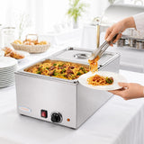 EasyRose Commercial Food Warmer 2-Pan Steam Table Food Warmer with Temperature Control & Lids, Electric Warming Trays for Food or Sauces-120V, 1200W, 10.6 QT/Pan