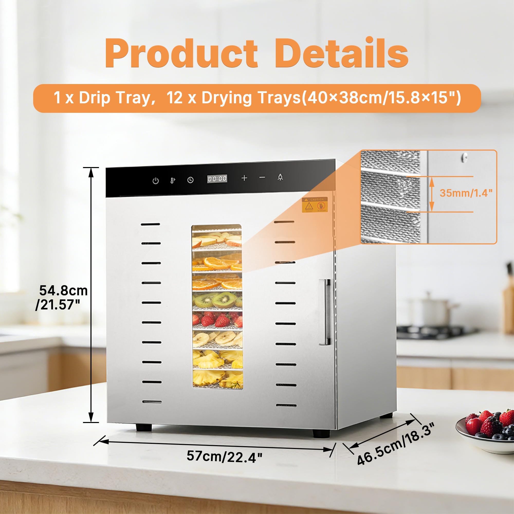 Hakka Commercial 12 Tray Food Dehydrator Electric Meat Fruit Jerky