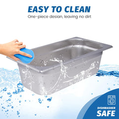 Clivia 6-Pack Hotel Pans Steam Table Pan 1/3 Size Hotel Pan 4" Deep Stainless Steel Pan for Party, Restaurant, Hotel