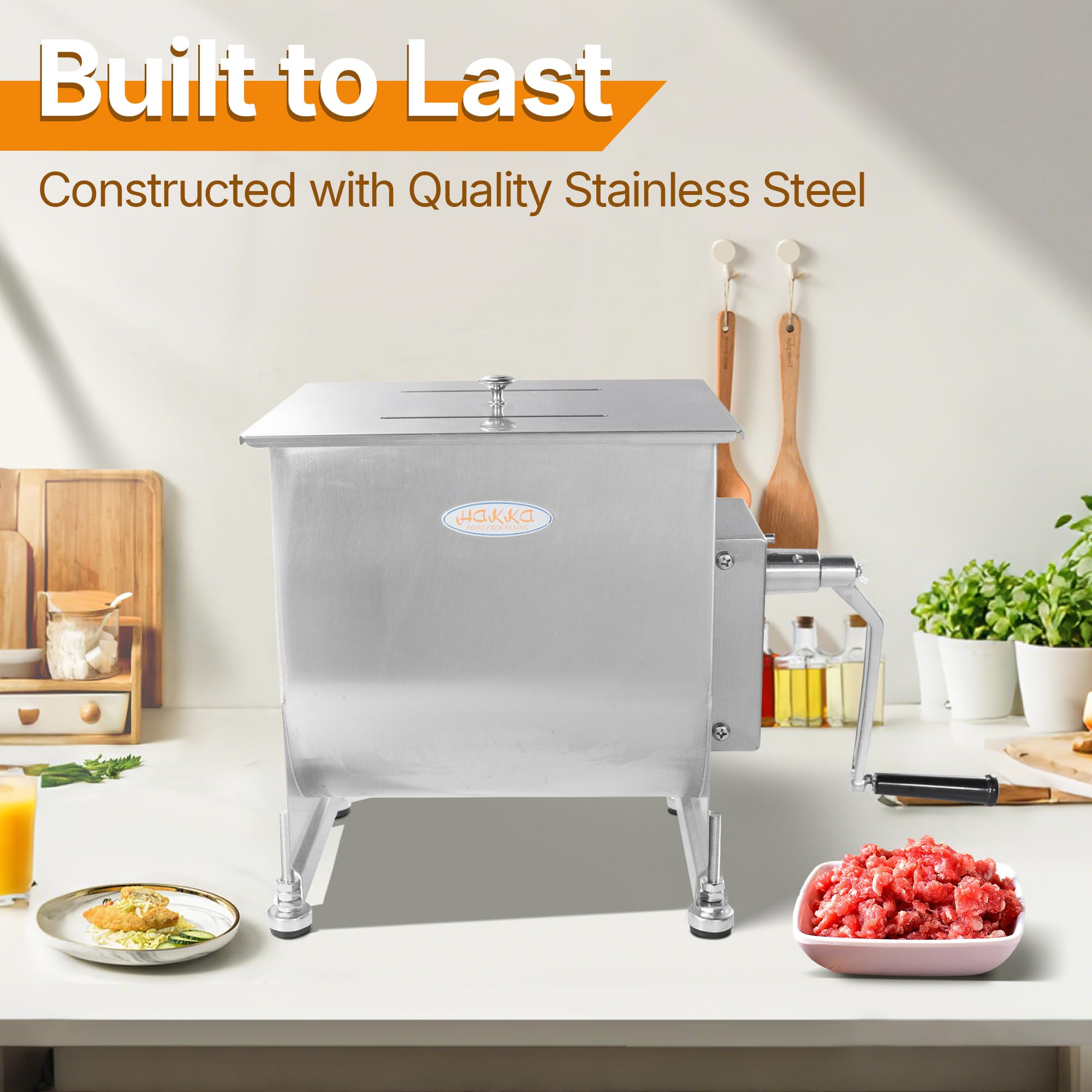 Hakka 45L/90lb Manual Meat Mixer Stainless Steel Hopper Food Mixer