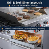EasyRose Commercial 60" Liquid Propane Gas Range Stove 6 Burners with 24" Griddle