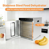Hakka Commercial 12 Tray Food Dehydrator Electric Meat Fruit Jerky Dryer Machine, 1500W