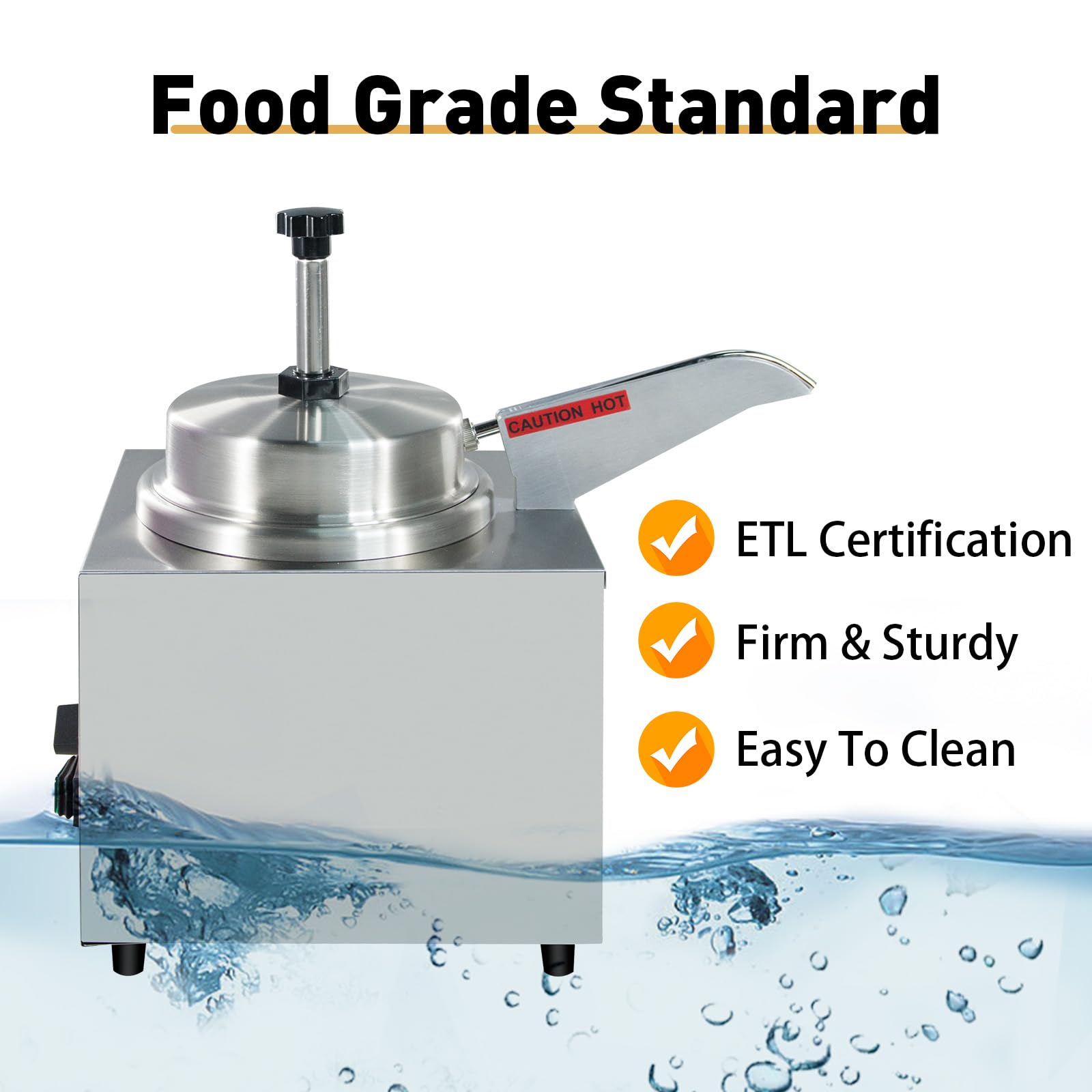 EasyRose Electric 3.5 Qt Cheese Warmer Pump Dispenser Condiment