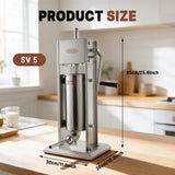 Hakka 5L/11lb Stainless Sausage Stuffer 2 Speed  Vertical Sausage Maker