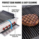 EASYROSE 36" Gas Radiant Charbroiler Grill Countertop Gas with 6 Burner 120,000 BTU, ETL Certified