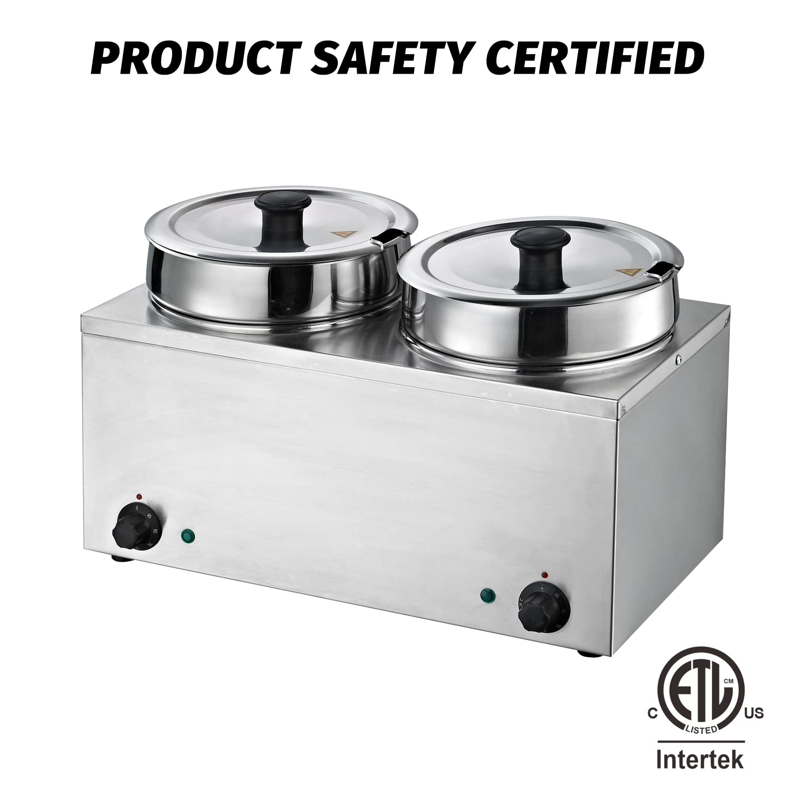 EasyRose Commercial Food Warmer 3X3.7QT Round Soup Pot Steam Table Food  Warmer with Temperature Control & Lids- 110V, 600W