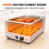 EasyRose 2 x 8L Round Pot Commercial Food Warmer, 1200W Electric Soup Warmer with Lids