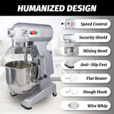 Hakka Commercial Food Mixer 4 Funtion, 20Qt Dough Mixer Machine with Stainless Steel Bowl 3 Speeds Adjustable Dough Hooks Whisk Beater Stand Mixer With Safety Guard, 1100W, 110V
