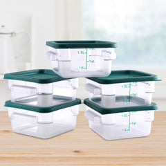 Clivia 2 Qt Commercial Grade Square Food Storage Containers with Lids,Polycarbonate,Clear - Case of 5