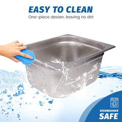 Clivia 1/2 Size Stainless Steel Food Pans,6"Deep Food Containers- Pack of 6