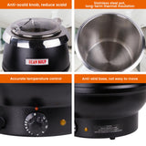 Hakka 11 Qt Soup Warmers Commercial Soup Kettle Warmer Food Warmer with Lid，Black