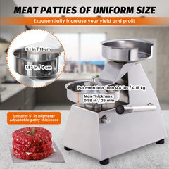 Hakka Commercial Hamburger Press Maker and Burger Press (5" Burger Press)