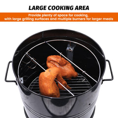 Hakka Vertical Charcoal Smoker, Multi-Function 14-Inch Barbecue and Charcoal Smoker Grill Heavy Duty Round BBQ Grill for Outdoor Cooking Camping(Official Refurbishment)