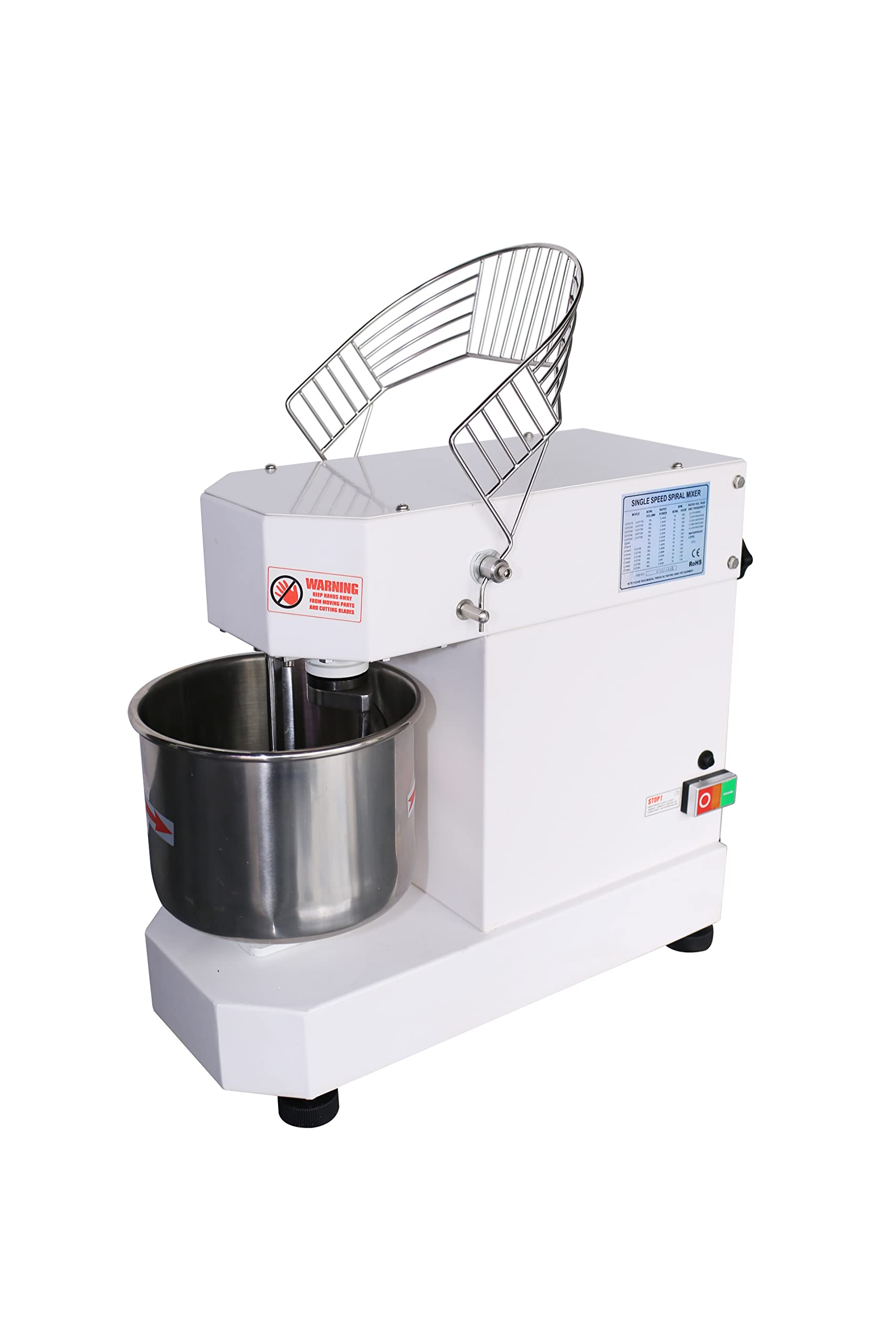 Hakka Commercial Dough Mixer, 5 Qt White Spiral Mixer ，Rotation