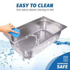 Clivia 1/1 Size Stainless Steel Food Pans,6"Deep Food Containers- Pack of 6