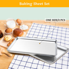 Clivia Commercial Baking Pan,Aluminum Baking Sheet,Cookie Sheets for Baking,Warp ResistantNon Stick Bread Baking Tray Set(18"x26"X2PCS)