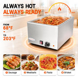 EasyRose 20" x 12" Full Size Electric Countertop Food Warmer - 120V, 1200W