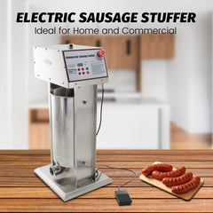 （Official refurbishment）Hakka Commercial 30LB Stainless Steel Electric Sausage Stuffer and Vertical Sausage Maker