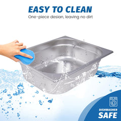 Clivia 1/2 Size 6-Pack Hotel Pans Half Size Steam Table Pan 4" Deep Commercial Hotel Pan Stainless Steel Pan for Party, Restaurant, Hotel