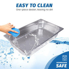 Clivia Hotel Pans Full Size 4inch Deep 1/1 Stainless Steel Steam Table Pans 6Pack