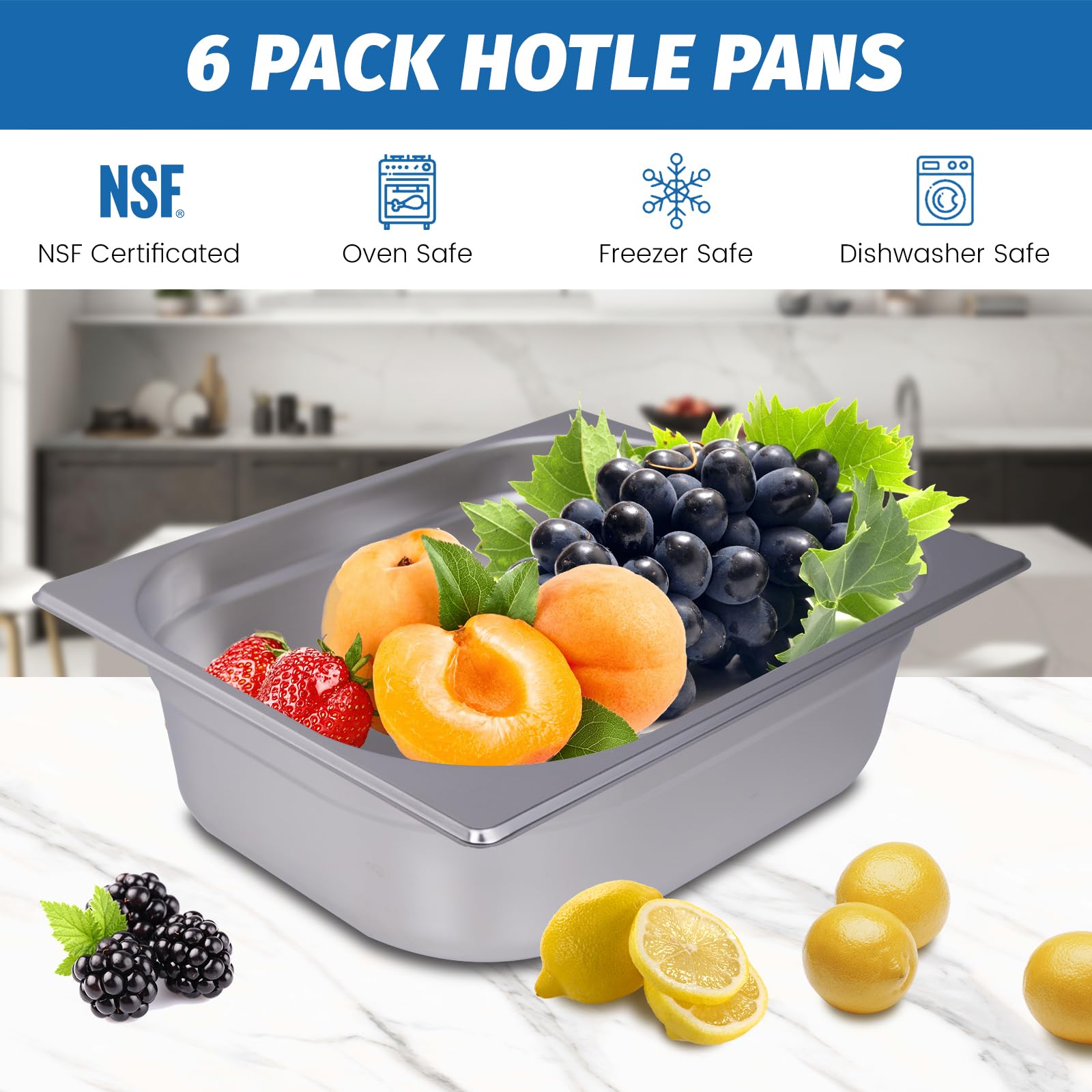 ごはん Clivia 1/2 Size 6-Pack Hotel Pans Half Size Steam Table Pan 4