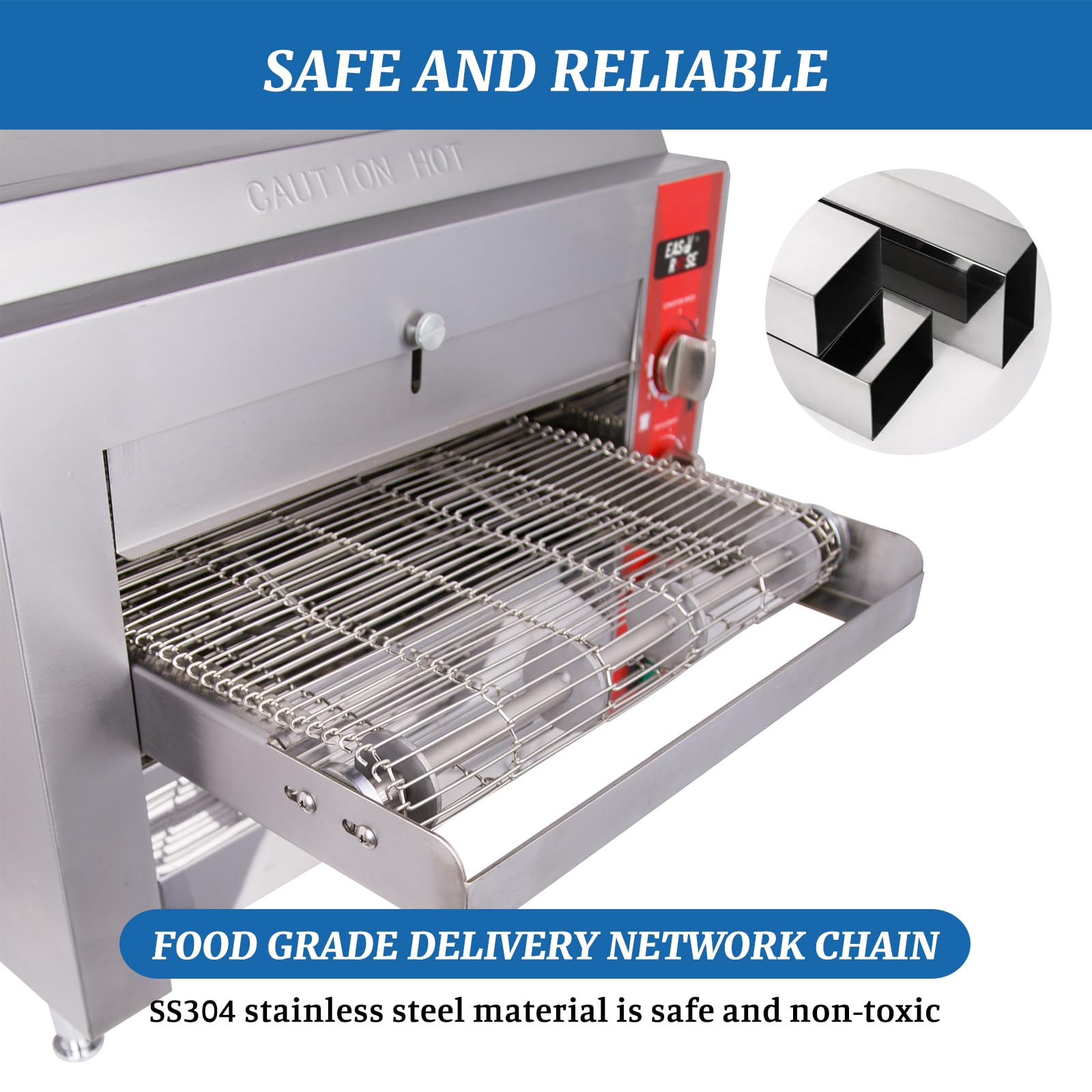 EasyRose Adjustable Speed Conveyor Toasters 50-300 °C /122- 572°F Temperature Range for Bakery Western Restaurant - 240V 3600W (14”wide belt)