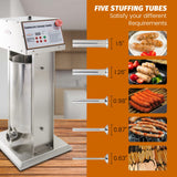 （Official refurbishment）Hakka Commercial 30LB Stainless Steel Electric Sausage Stuffer and Vertical Sausage Maker