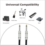 10 Feet Professional Guitar Instrument Cable with Noble Black Tweed Coat Straight 1/4 Inch TS to Straight 1/4 Inch TS