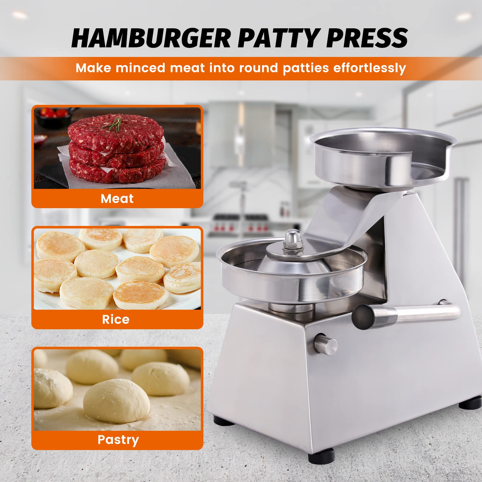 Hakka Commercial Hamburger Press Maker and Burger Press (5" Burger Press)