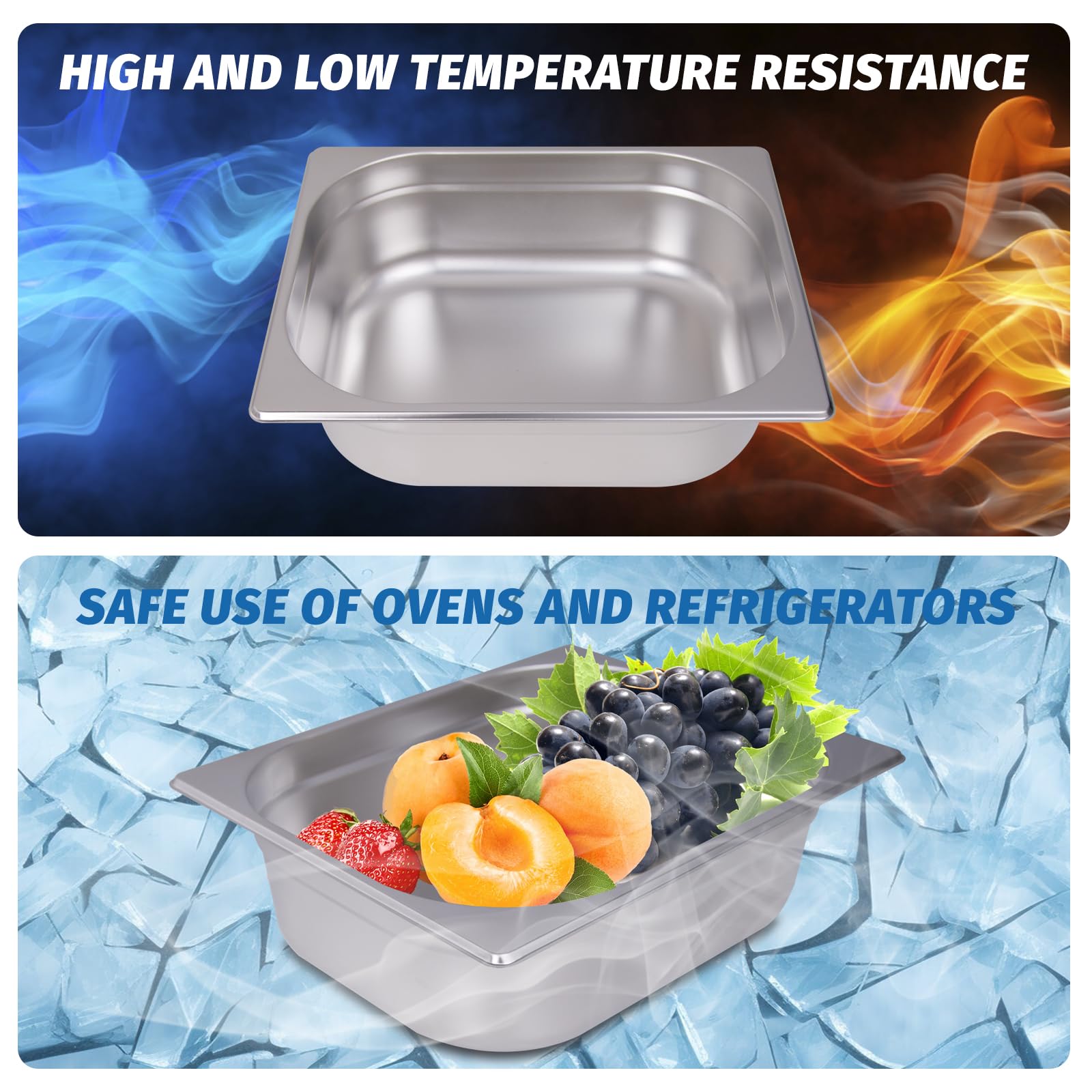 Clivia 1/2 Size 6-Pack Hotel Pans Half Size Steam Table Pan 4