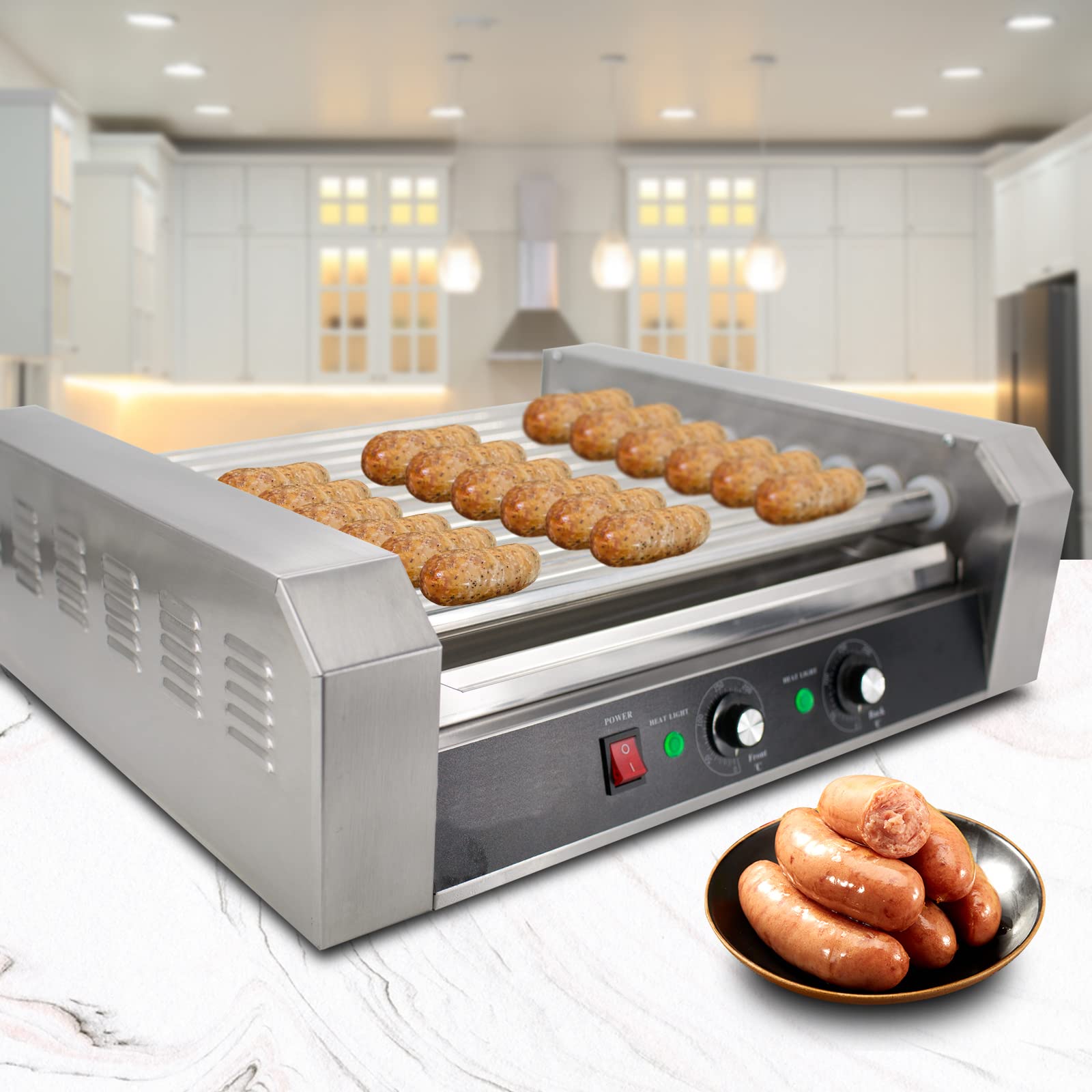 EasyRose Commercial Hot Dog Roller Grill with 11 Rollers(Official Refurbishment)