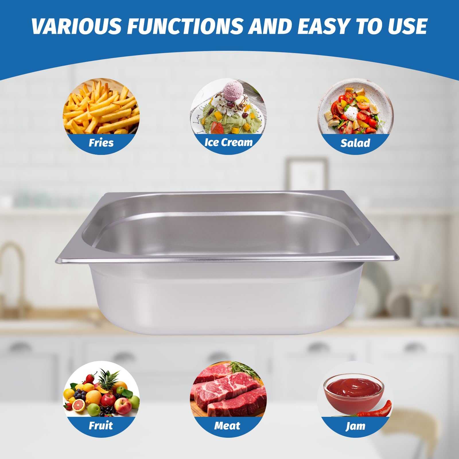 Clivia 1/2 Size 6-Pack Hotel Pans Half Size Steam Table Pan 4