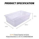 Hakka 1/1 Size 6-Pack Food Pan Full Size Clear Polycarbonate Food Pans 6" Deep Commercial Hotel Pans for Party, Restaurant, Hotel