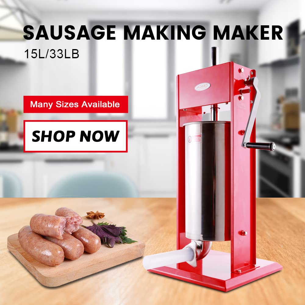 Hakka Sausage Stuffer 2 Speed Stainless Steel Vertical Sausage Maker (32lb / 15 Liter)