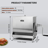 Morgangastro 30L/60 lb Manual Meat Mixer, Stainless Steel Tilt Sausage Mixer with Removable Paddles & Hand Crank