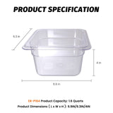 Hakka 6-Pack Food Pan 1/6 Size Clear Polycarbonate Food Pans 4" Deep Commercial Hotel Pans for Party, Restaurant, Hotel
