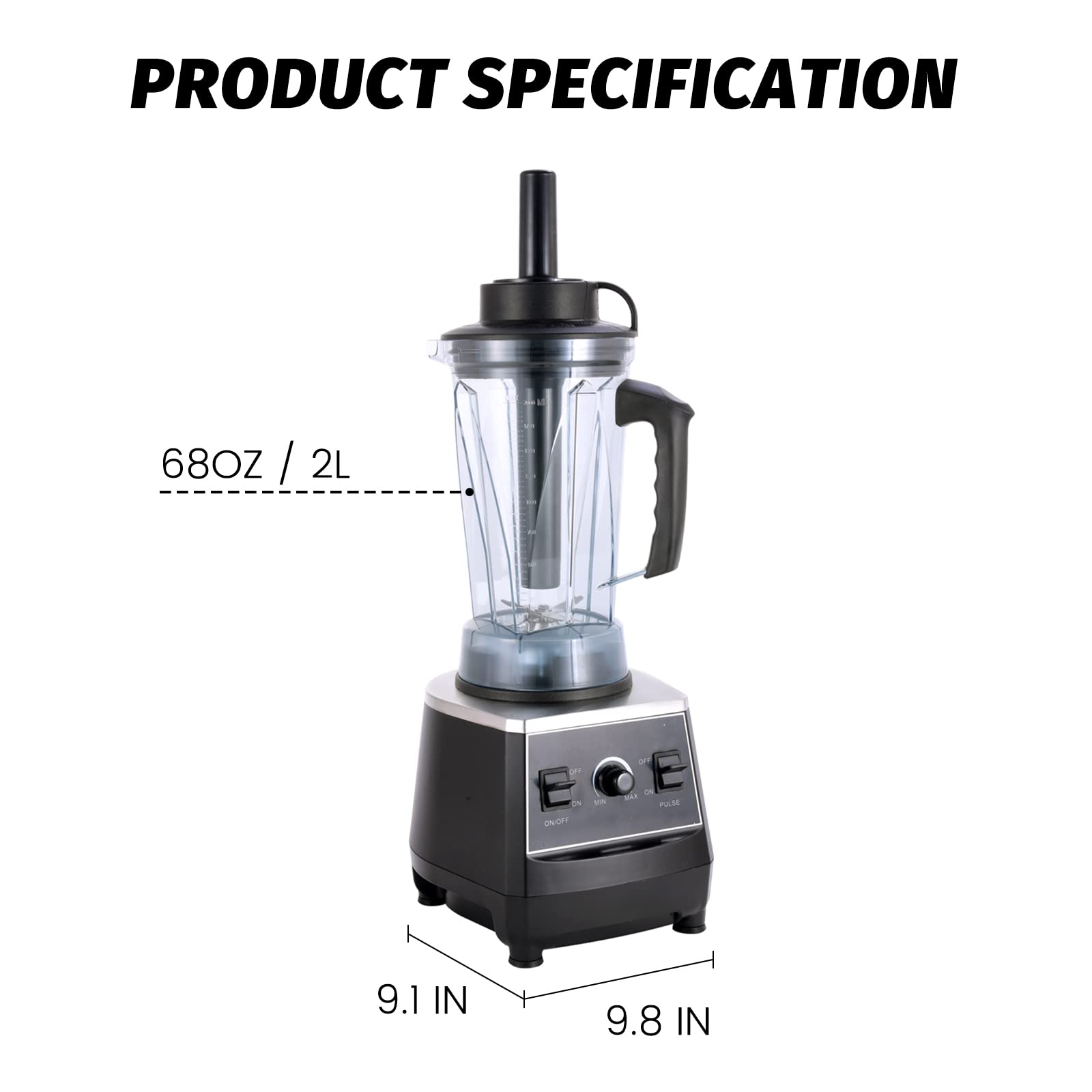 Hakka 2L Countertop Blender Juicer Shakes and Smoothies 8 Cups Fruit Maker 1500W