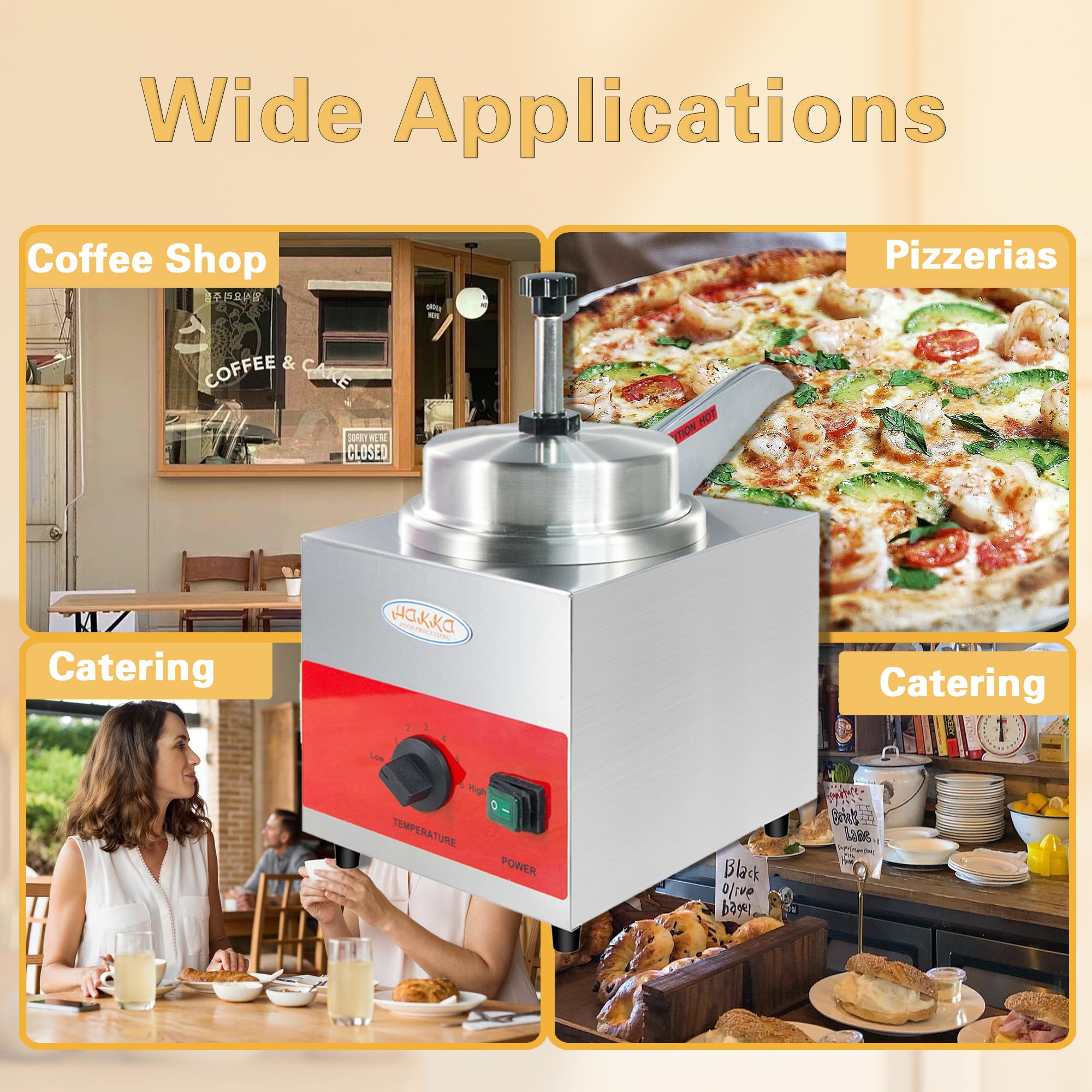 EasyRose 3.5 Qt Electric Cheese Warmer Pump Dispenser, 550W Nacho
