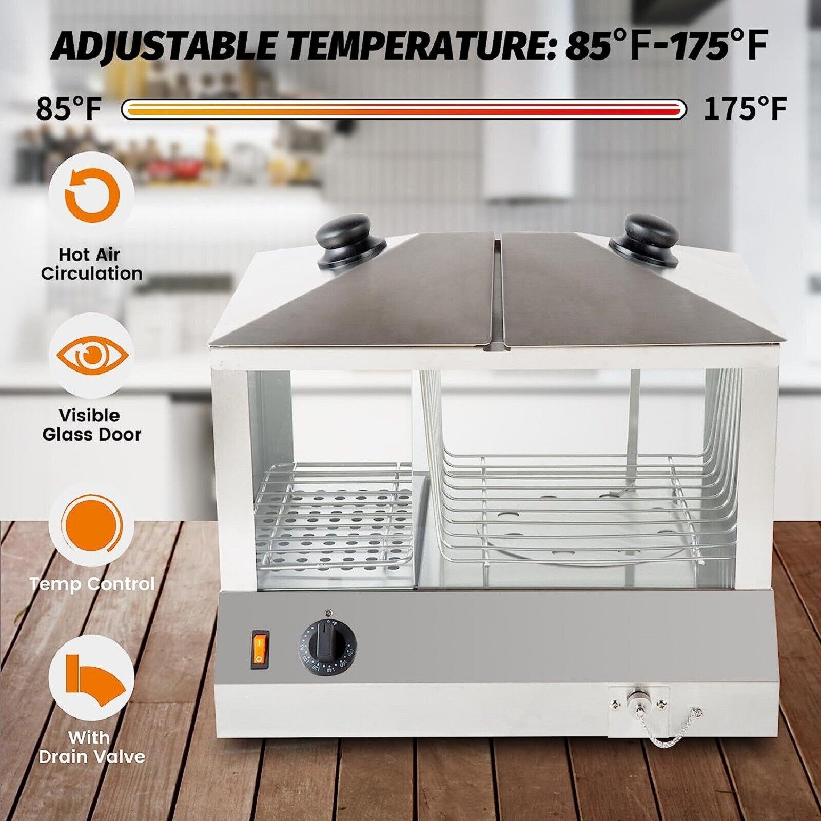 Hakka Commercial 200 Hot Dog Steamer 48 Bun Warmer Countertop Cooker Machine