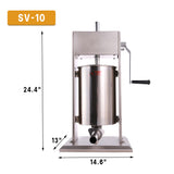 Hakka 22 Lb/10L Stainless Sausage Stuffer 2 Speed Vertical Meat Filler