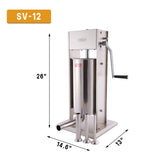 Hakka 25 Lb/12L 2 Speed Vertical Stainless Sausage Stuffer
