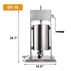 Hakka Sausage Stuffer 2 Speed Stainless Steel Vertical Sausage Maker (32Lb / 15 Liter)