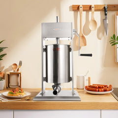 Hakka Sausage Stuffer 2 Speed Stainless Steel Vertical Sausage Maker (32Lb / 15 Liter)